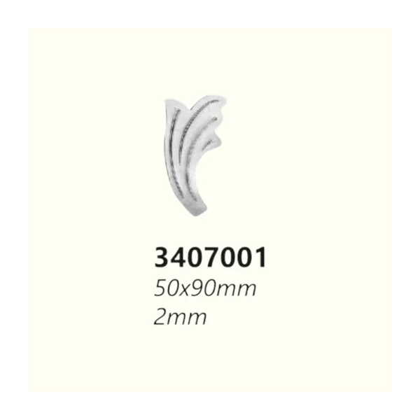 Декоративно листо от ковано желязо 3407001 (2 mm), 50*90 mm