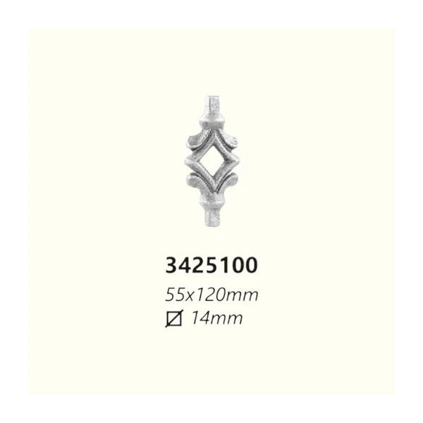 Елемент за вграждане от ковано желязо 3425100 (14 mm), 55*120 mm