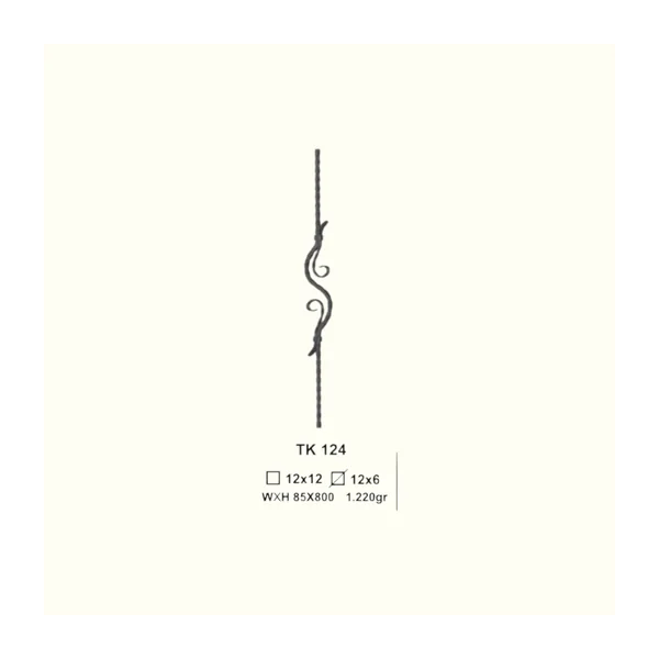 Декоративен прът от ковано желязо TK124 (11,5*5,5 mm) 85*800 mm, 85*800 mm