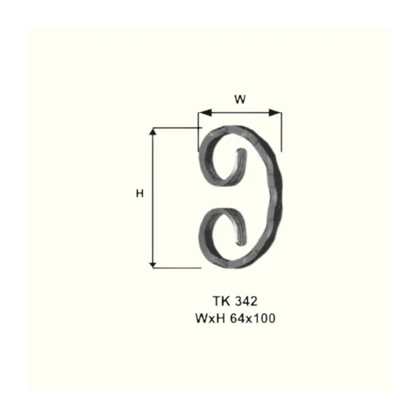 С - елемент от ковано желязо TK342 (11,5*5,5 mm), 64*100 mm