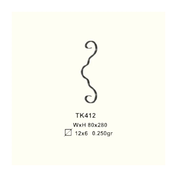 S-образен елемент от ковано желязо TK412 (11,5*5,5 mm), 80*280 mm