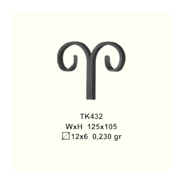 Елемент за вграждане от ковано желязо TK432 (11,5*5,5 mm), 125*105 mm