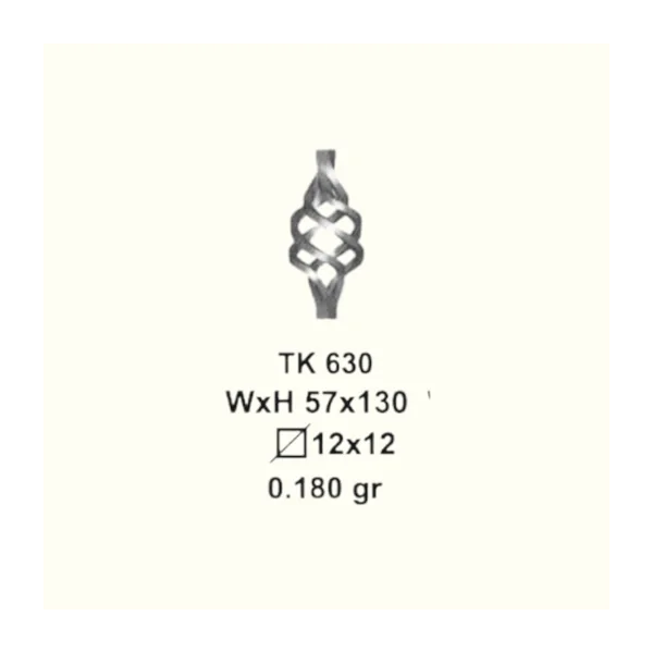 Елемент за вграждане от ковано желязо TK630 (12*12mm), 57*130 mm
