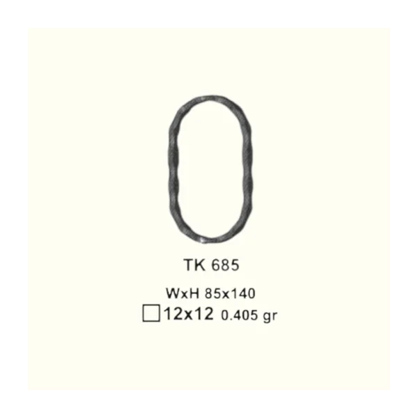 Кръгче от ковано желязо TK685 (11,5*5,5 mm), 85*140 mm