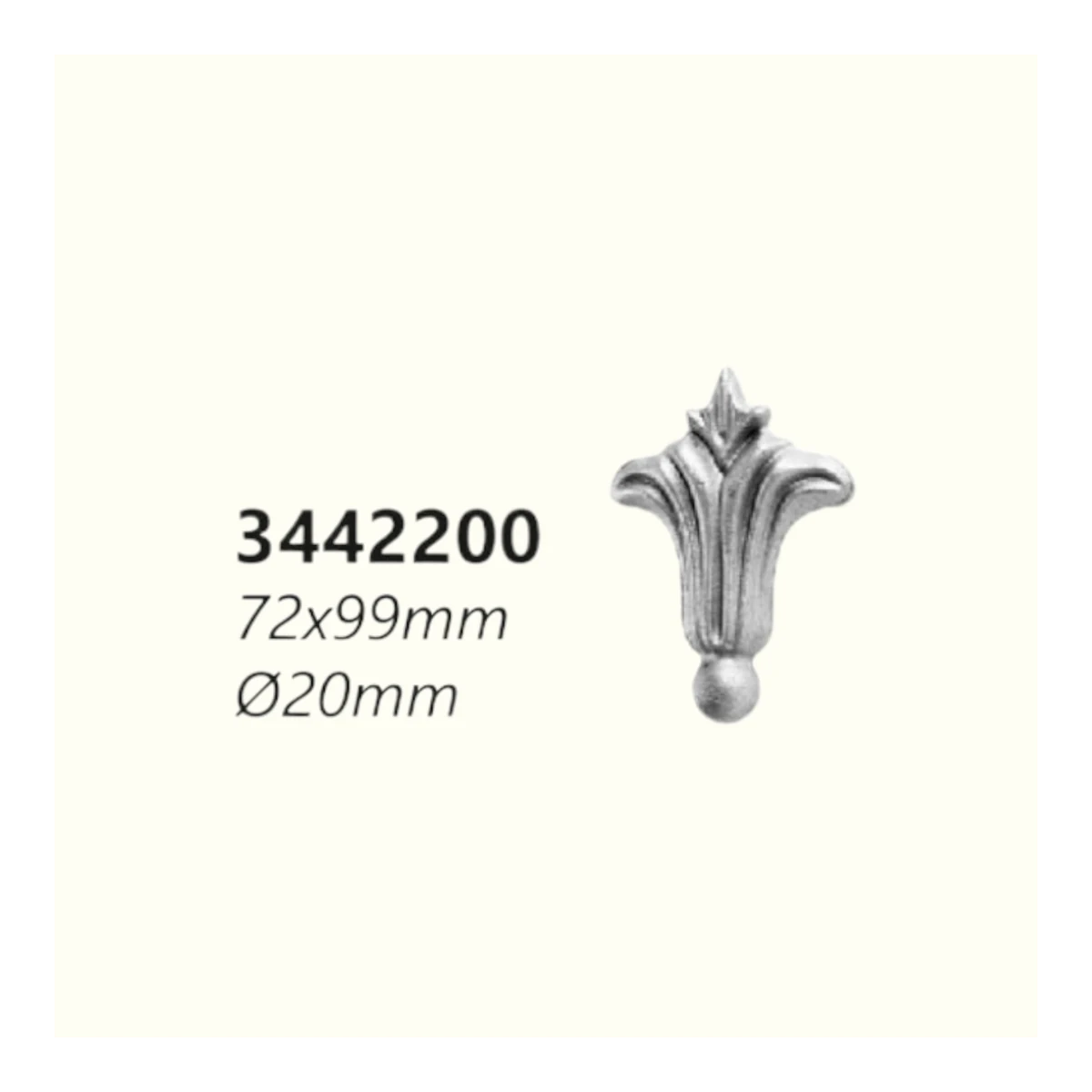 Връх от ковано желязо 3442200 (D = 20mm), 72*99 mm