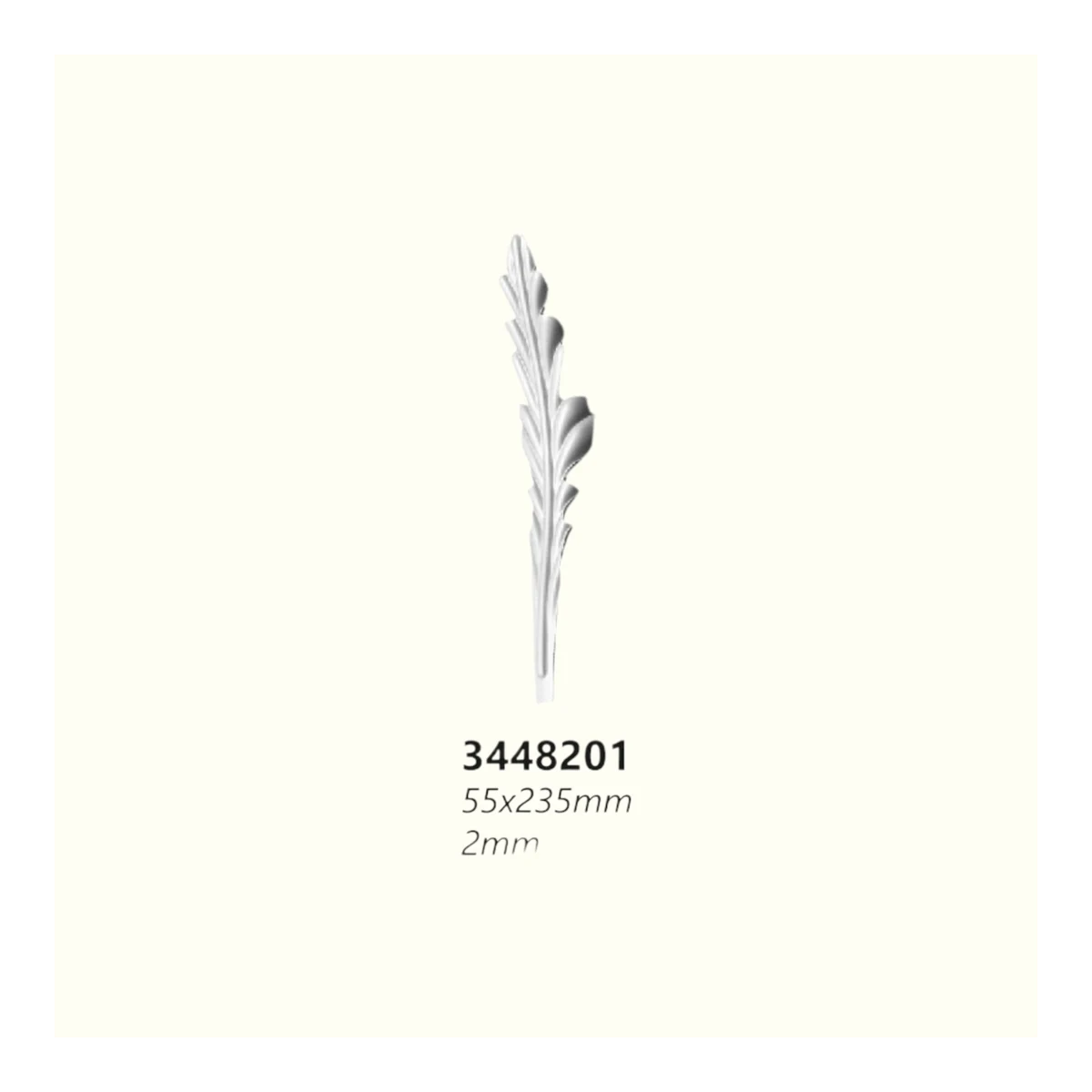 Декоративно листо от ковано желязо 3448201 (2 mm), 55*235 mm