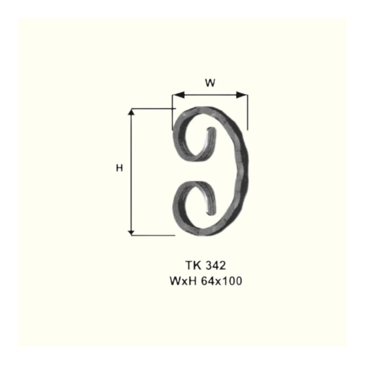 С - елемент от ковано желязо TK342 (11,5*5,5 mm), 64*100 mm