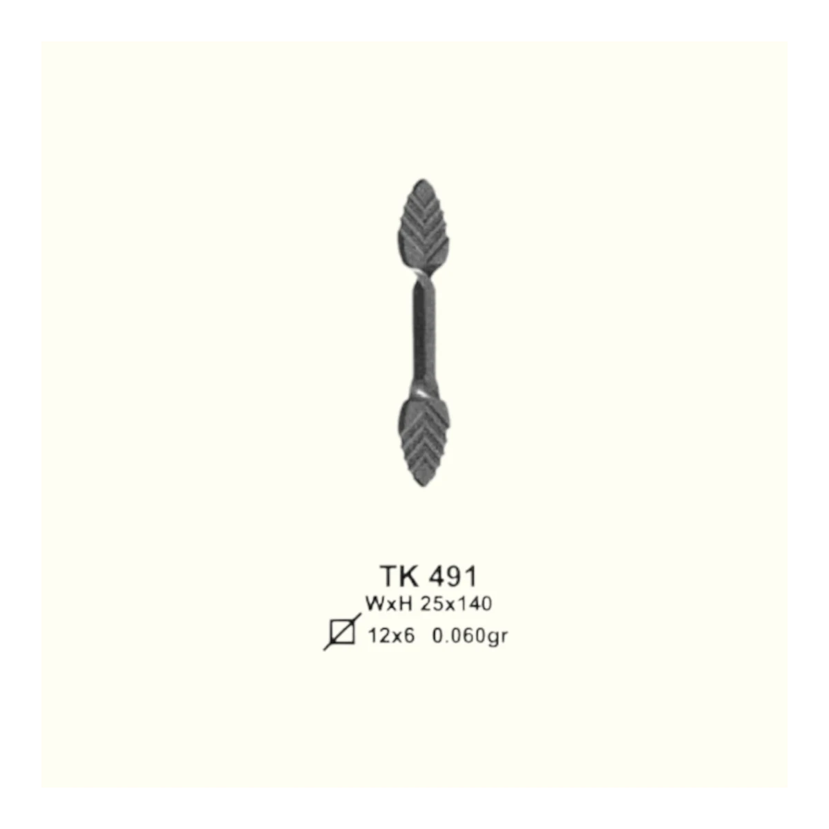 Връх от ковано желязо TK491 (5,5*11,5  mm), 25*140 mm