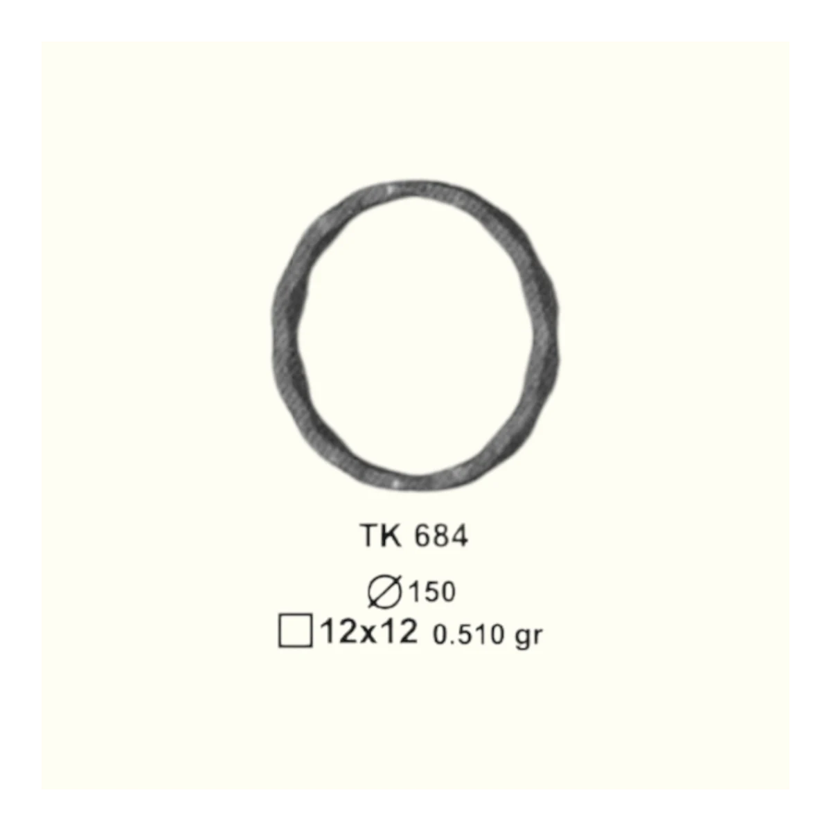 Кръгче от ковано желязо TK684 (11,5*5,5 mm), D=150 mm