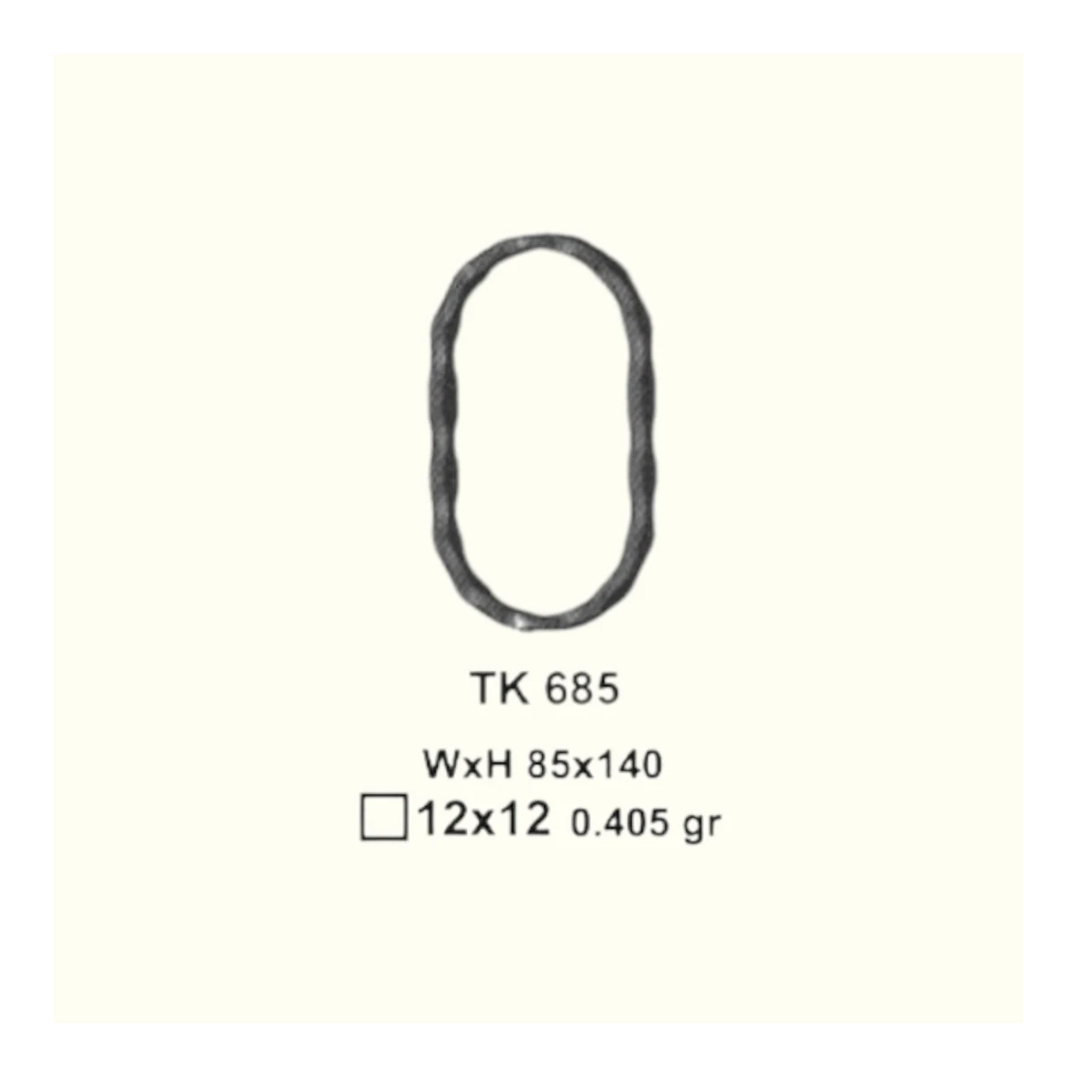Кръгче от ковано желязо TK685 (11,5*5,5 mm), 85*140 mm