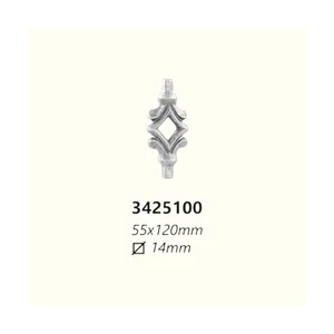 Елемент за вграждане от ковано желязо 3425100 (14 mm), 55*120 mm - изглед 1